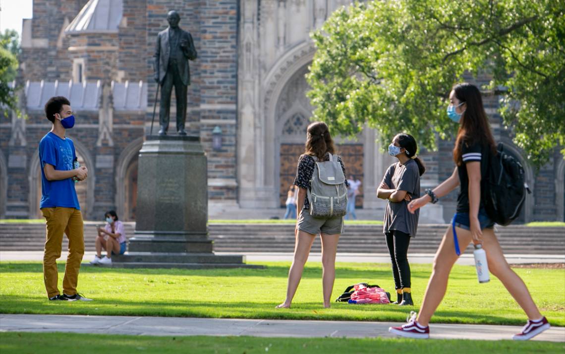 While students are back on campus, many staff members must work with them while also practicing social distancing. Photo courtesy of University Communications.