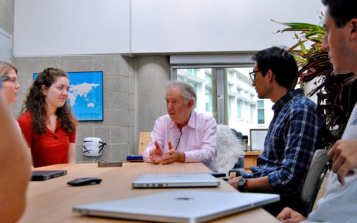 In addition to his work studying and protecting the habitats of endangered species, Stuart Pimm enjoys working with students from the Nicholas School of the Environment. Photo by Stephen Schramm.