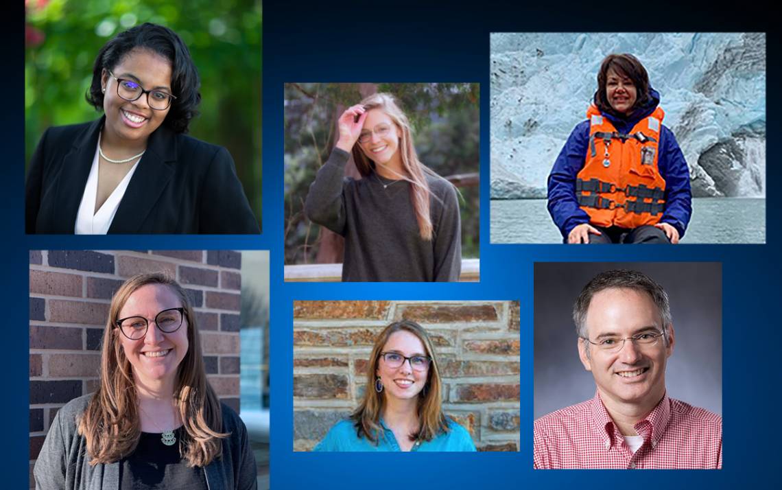 The 2021 Sustainability Award winners, clockwise from top left, Cameron Oglesby, Avery Indermaur, Beth Ray-Schroeder, Billy Pizer, Margaret Overton and Amalia Turner.