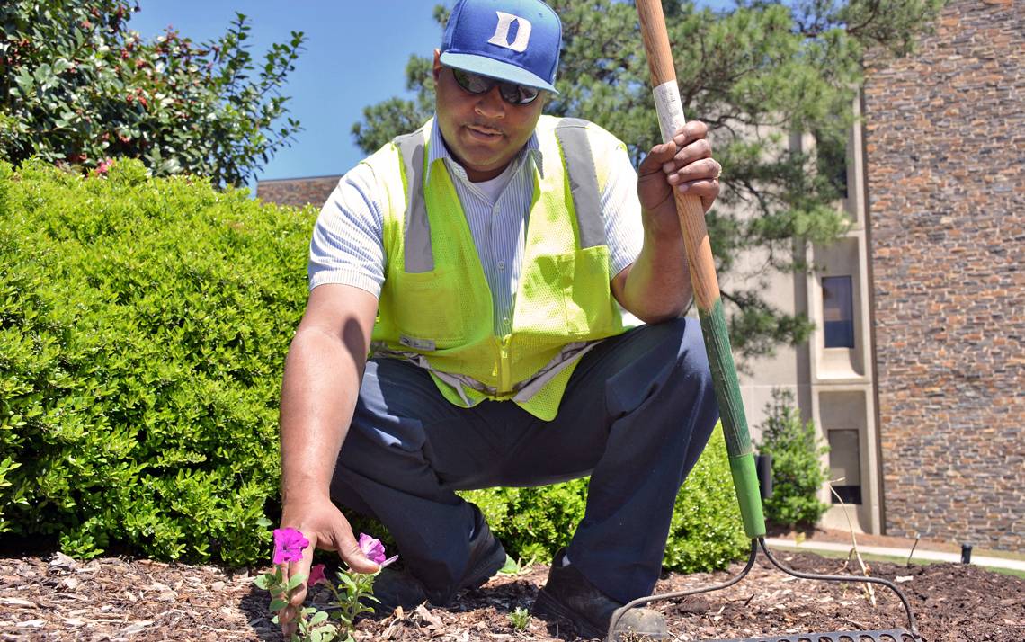 A landscape specialist for 16 years, Terrence Williams helps make Duke beautiful.