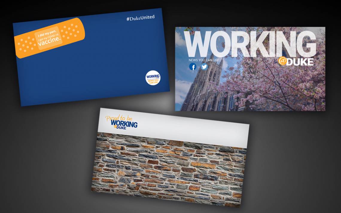 Choose between a selection of Working@Duke backgrounds for your next virtual meeting. 