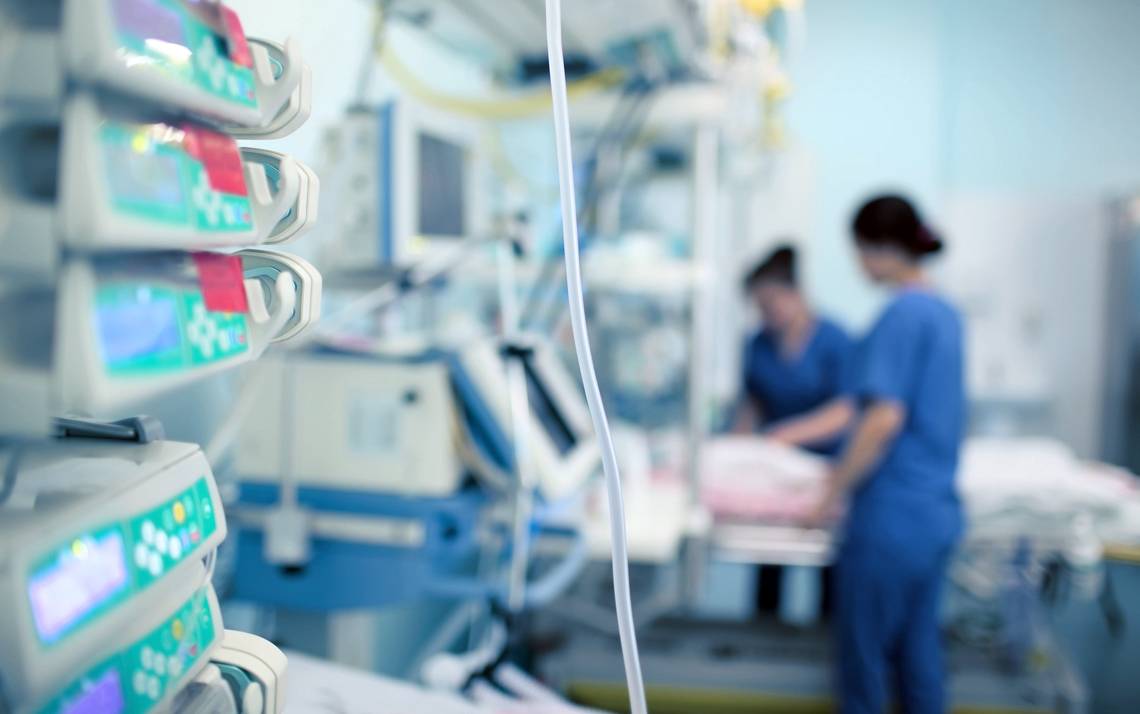 The interior of a hospital room.