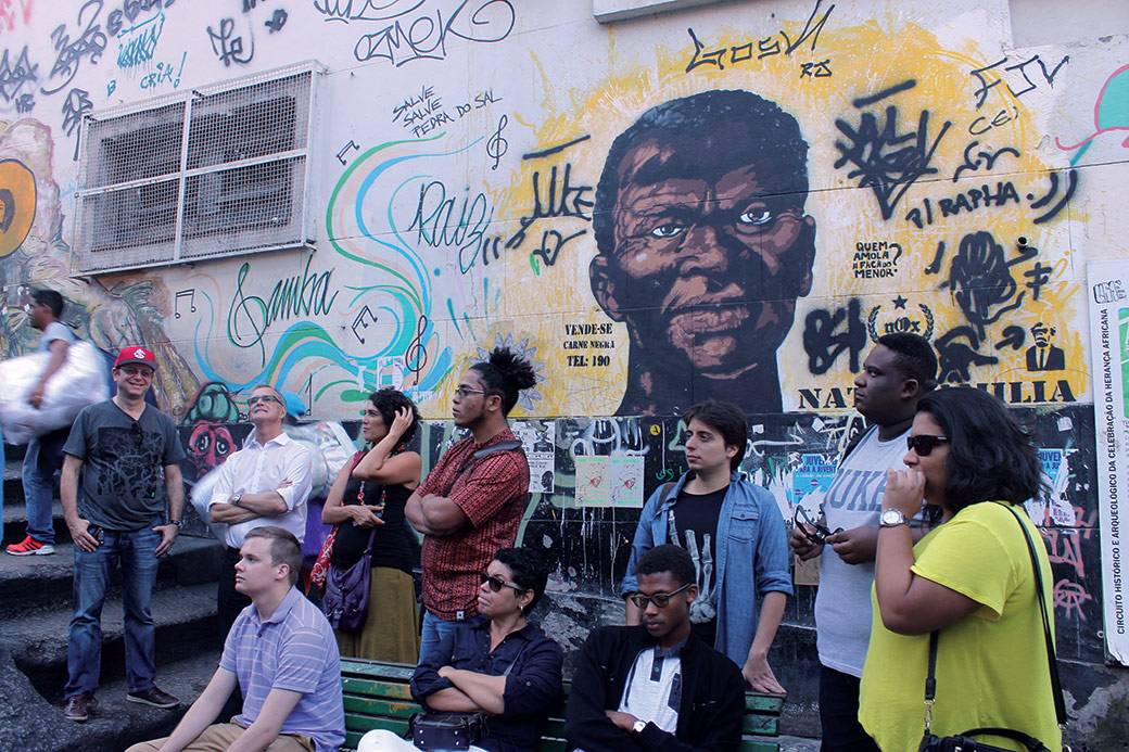 Bass Connections students at Pedra do Sal, birthplace of samba music in Rio.