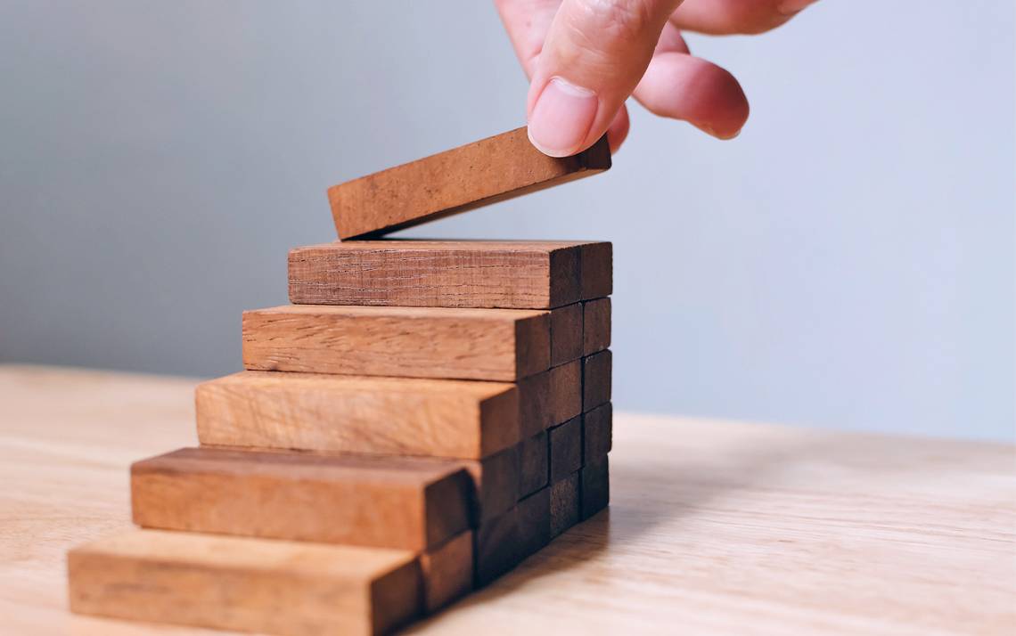 Blocks stacked to make steps.