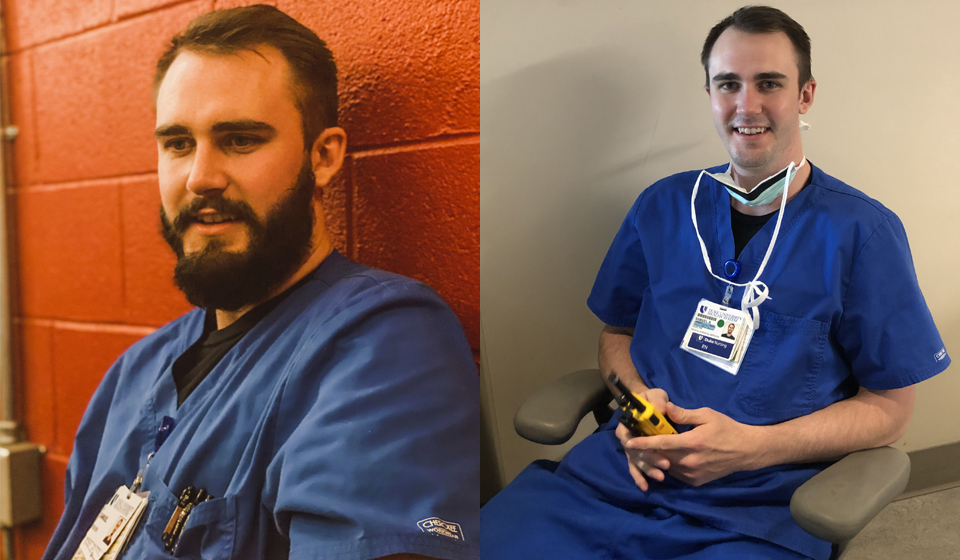 Sam Willsey, bearded and clean shaven.