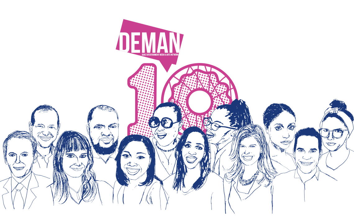 Line drawings of alumni attending DEMAN weekend