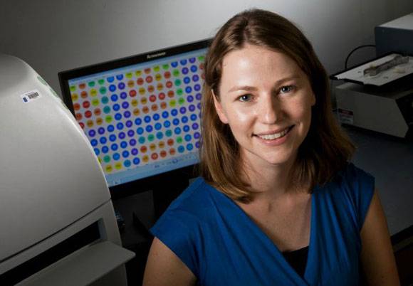 Duke Chemistry Professor Emily Derbyshire is the recipient of AAAS Marion Milligan Mason Award. Photo by Duke University Photography..