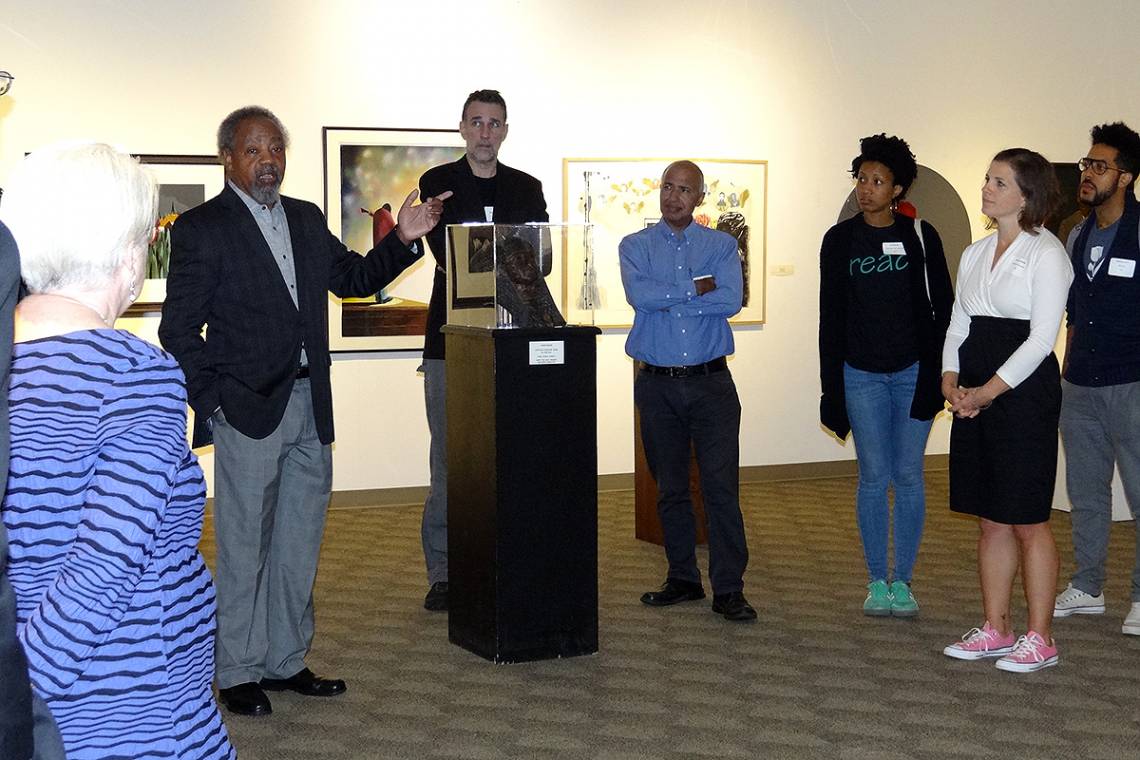 Tour participants visited the NCCU art museum to hear about the collection and the collaborations between NCCU and Duke.