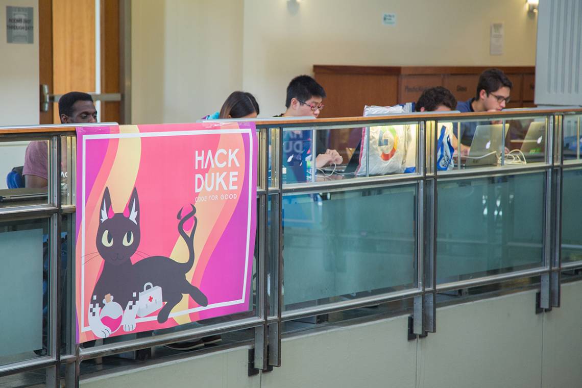 In a 48-hour frenzy, HackDuke students worked to develop apps that served a civic good. Photo by Pilar Timpane/Duke I&E.