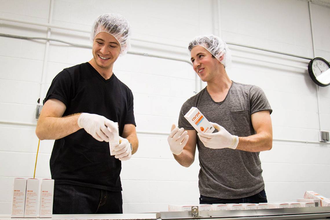 Kasper Kubica and David Spratte at the Carpe Lotion production facility.