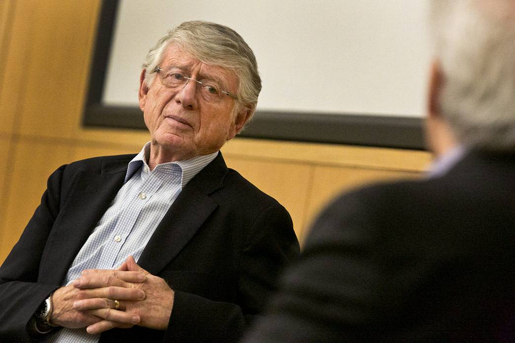 Journalist Ted Koppel gives a dour assessment of the state of journalism during a talk at Duke. Photo by Chris Hildreth/Duke Photography