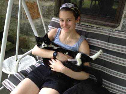Emma Wellbaum, with a feline friend, is getting a strong background in lemur research.