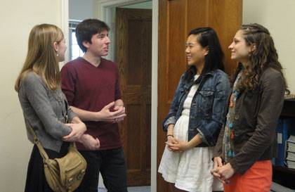 From left, the 2013 Faculty Scholars, the highest honor given to students by university faculty: Caitlin Finn, Daniel Stern, Katherine Zhang and Madeline McKelway.