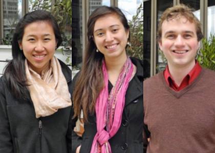 The 2013-14 Hart Fellows: Grace Zhou, Jocelyn Streid and Lewis Purcell