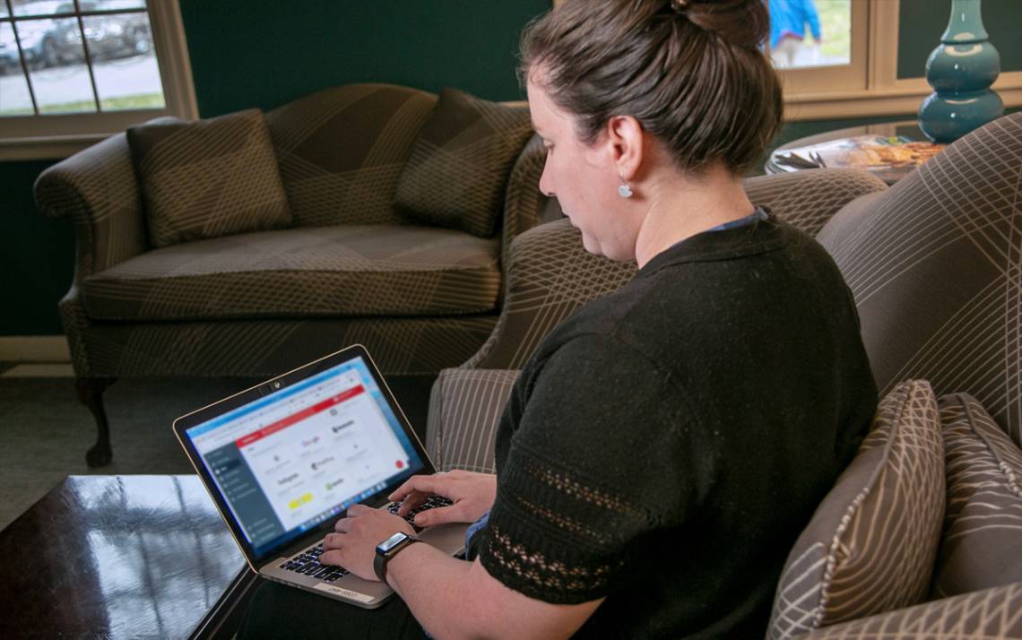 Sonja Likness uses LastPass while working from her office in January. Photo by Megan Mendenhall.