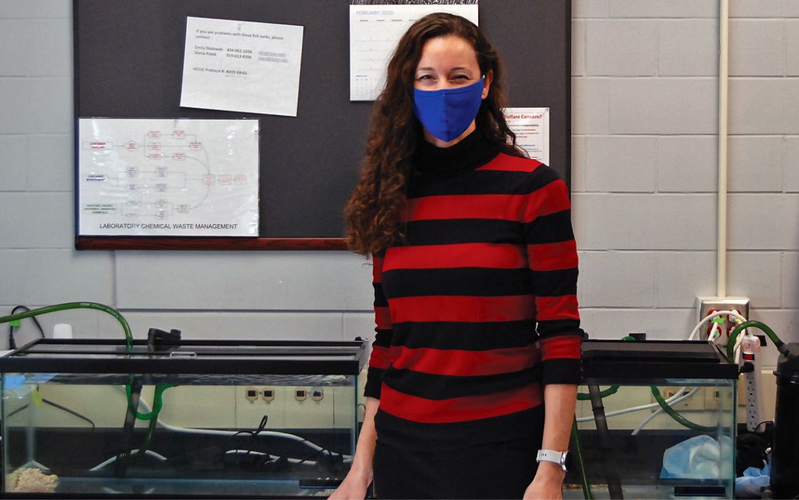 Emily Ozdowski teaches research-based courses in the Department of Biology and explores her own curiosity in her research. Photo by Jack Frederick.