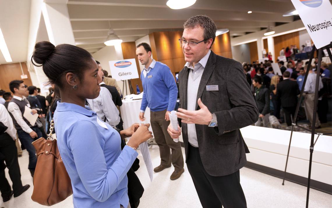 Attendees meet at the Tech Connect Conference in Gross Hall. Photo courtesy of University Communications.