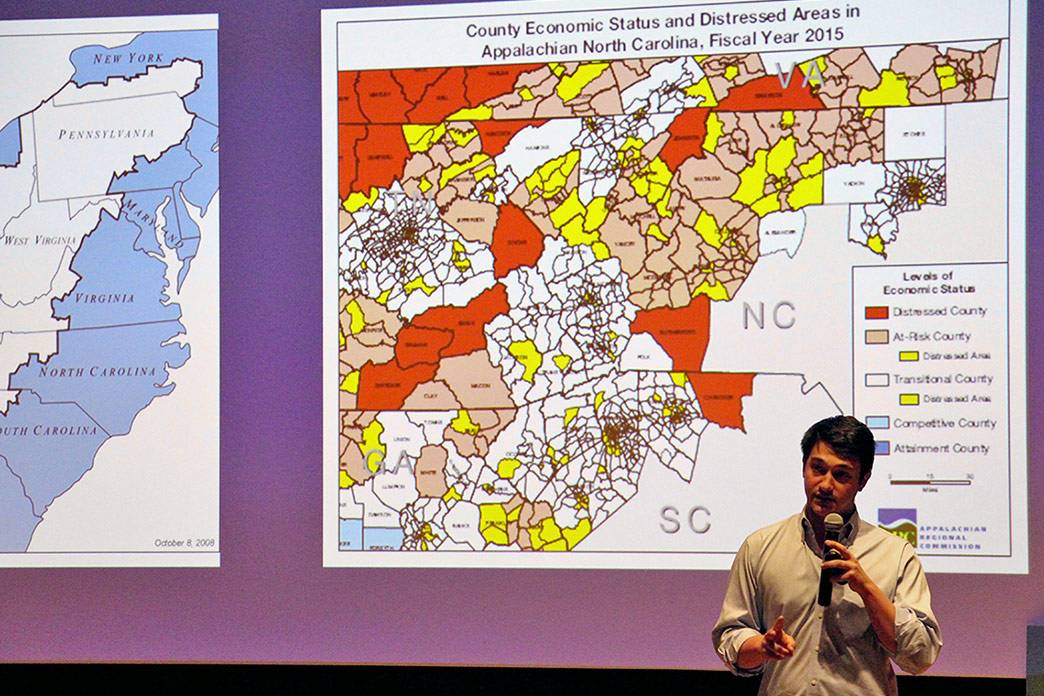 Bryan Dinner presents research on economic development in Appalachia. All photos from the Social Science Research Institute