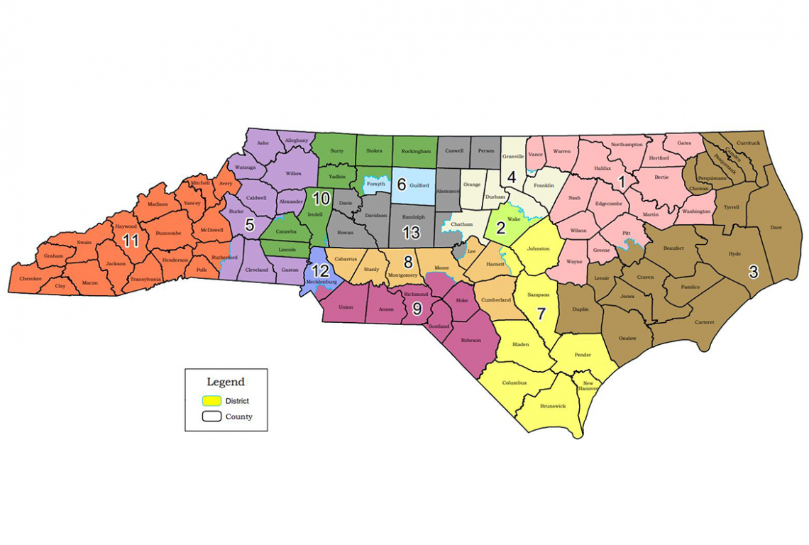 congressional electoral map of North Carolina