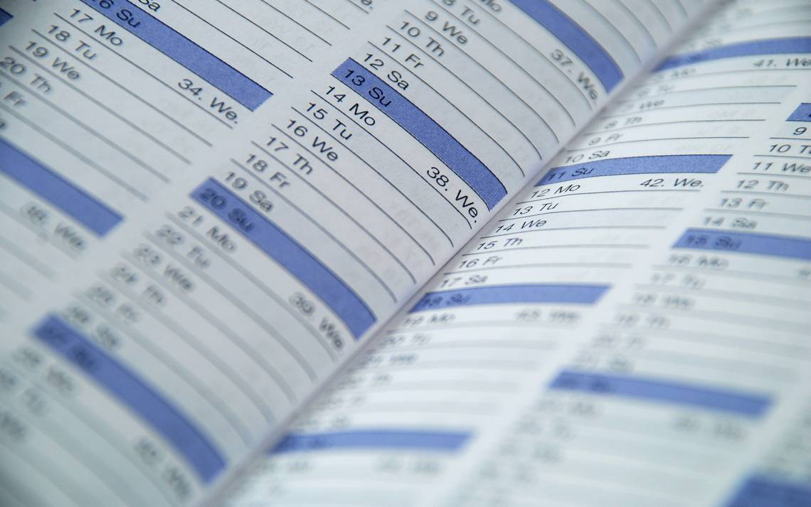 The pages of a scheduling book.