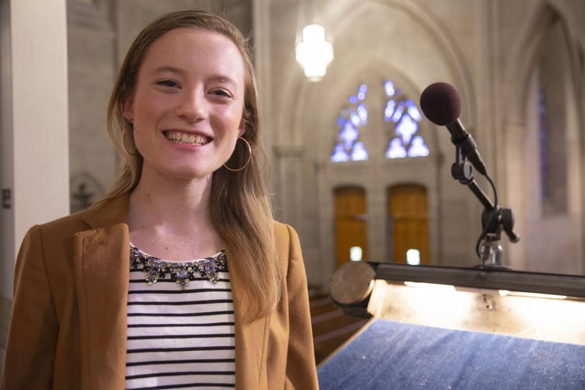 Duke senior Janie Booth will base her sermon on the sixth chapter of the Gospel of Luke.