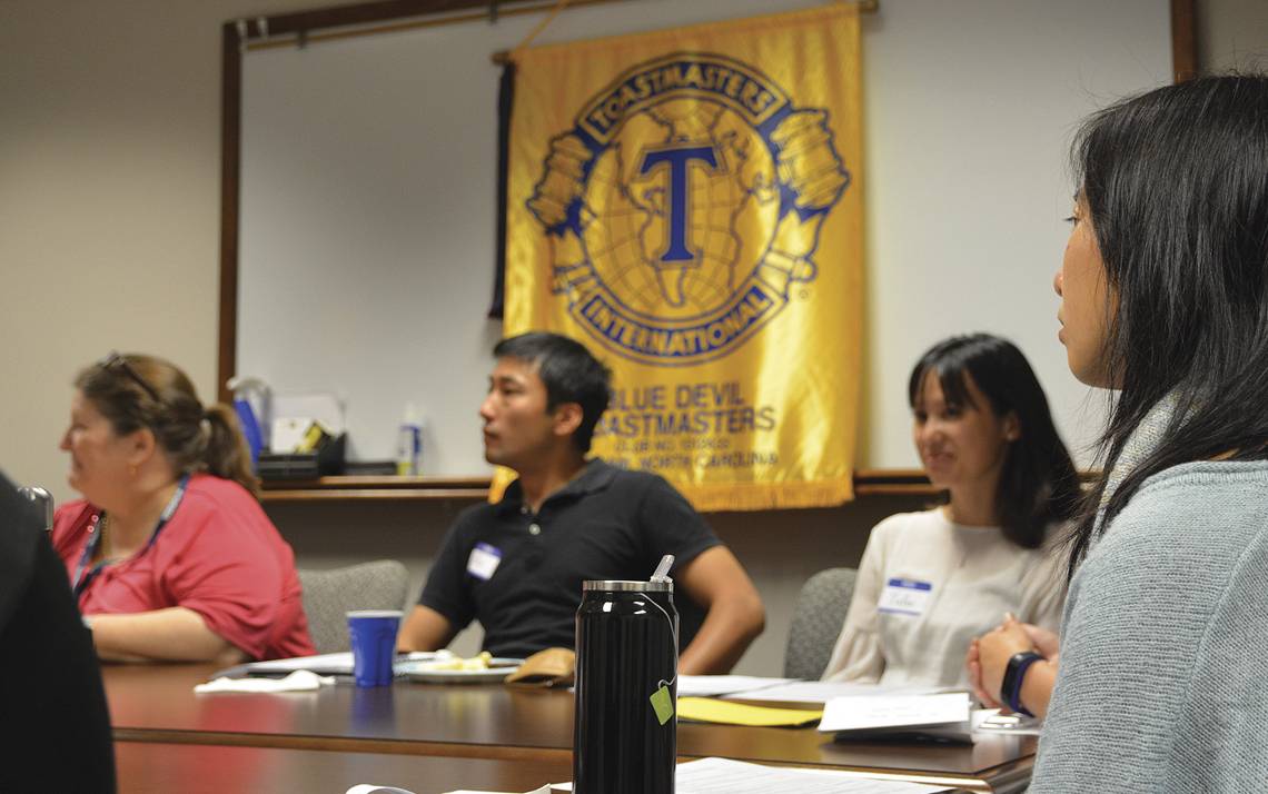 The Blue Devil Toastmasters Club meets on the first and third Fridays of the month.