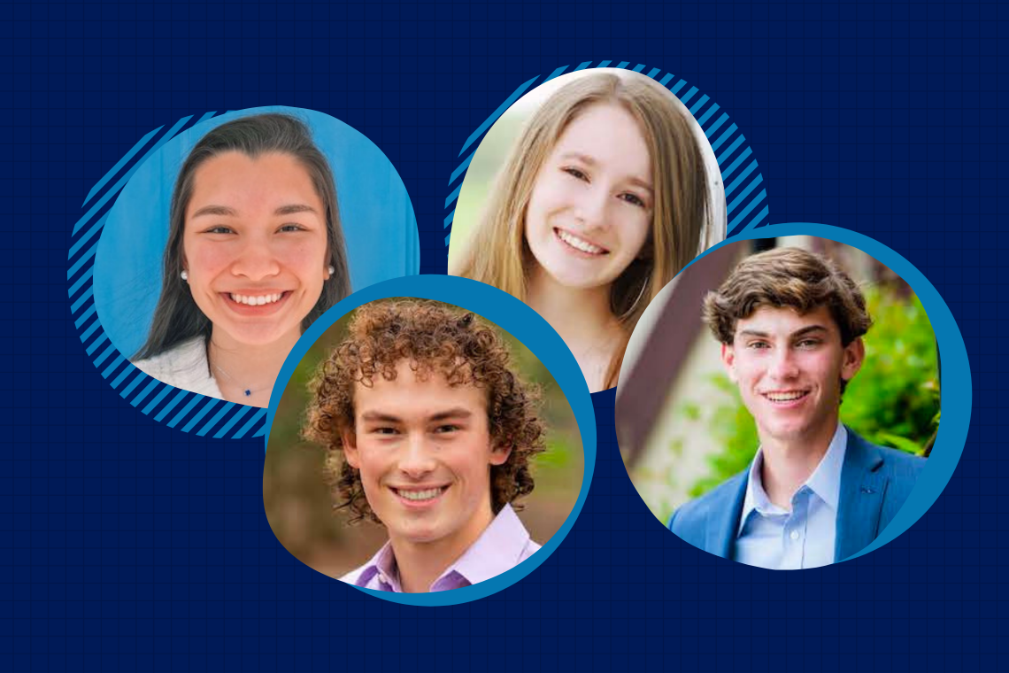 Trinity Scholars for the Class of 2025: Hishi Ulak, Elena Granowsky, Michael “Mikey” Schwartz and Connor Fogleman