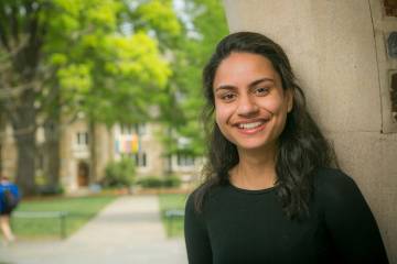 A discussion with a local girl had Deeksha Malhotra thinking about what she has learned at Duke. Photo by Jared Lazarus