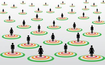 People standing on circles
