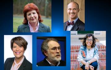 Clockwise from top left: Edna Andrews, Lee D. Baker, Liliana Paredes, Michael Newcity and Kimberly Hewitt.