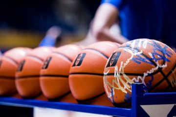 basketballs on the court