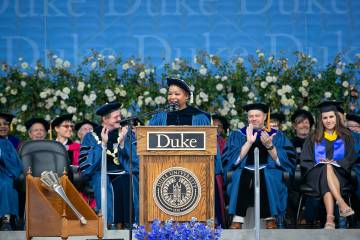 Lisa Borders roused the students with her life lessons. Photo by University Communications