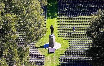 Some 3,000 seats are set up for the inaugural ceremony. Photo by Duke Photography