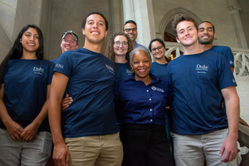 Duke UCEM Director Jacqueline Looney (center, front row) with members of the 2019 cohort of Sloan Scholars