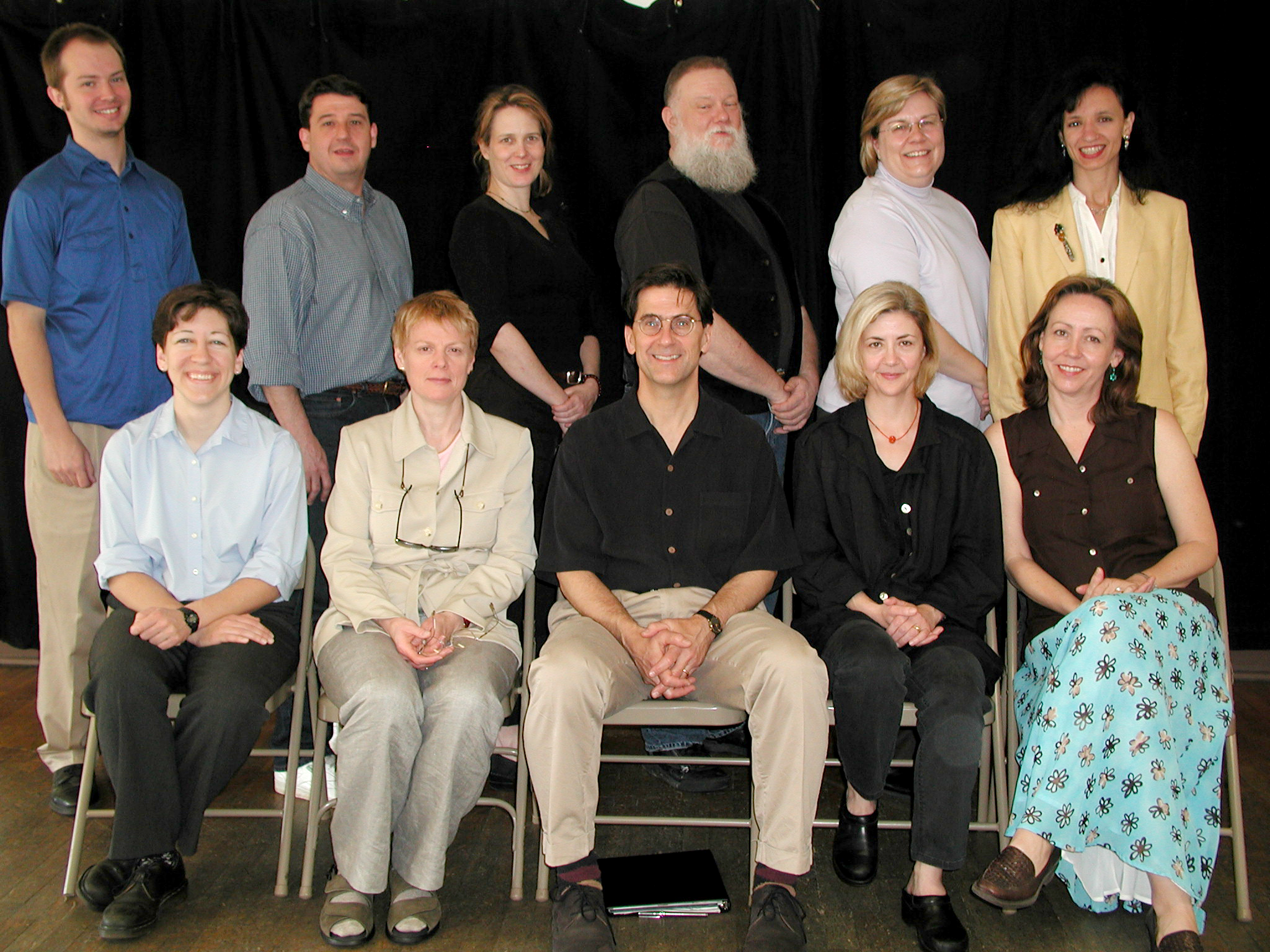 Richard Riddell, center front row, with Duke Theater faculty and staff in the early 1990s.