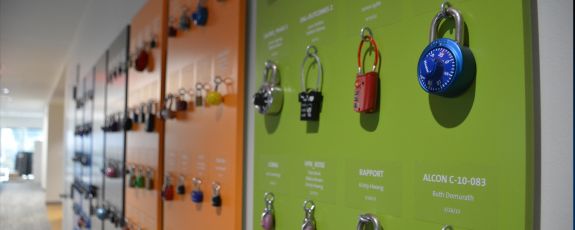 Locks mounted on the wall.