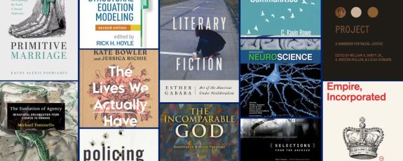 Image of collection of books from Duke faculty