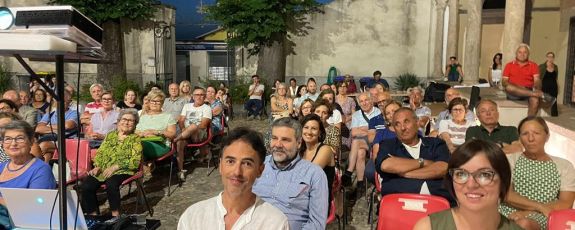 A crowd in a piazza in Montalto di Castro, Italy