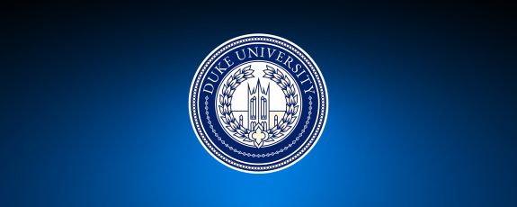 Duke seal against blue background