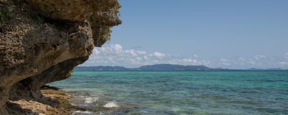 Japanese ocean and rocks on beach