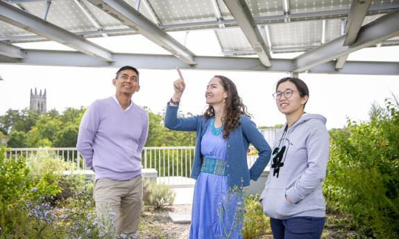 Dalia Patino-Echeveri, associate professor in the Environmental Science and Policy Division of the Nicholas School of the Environment, and her team, including PhD students Mauricio Hernandez and Xiaodong Zhang.