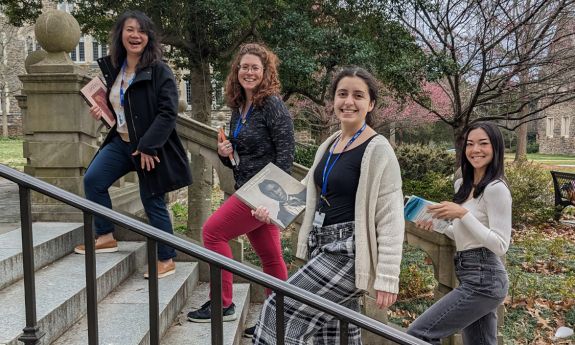 Bibliotech team gathers on the steps.