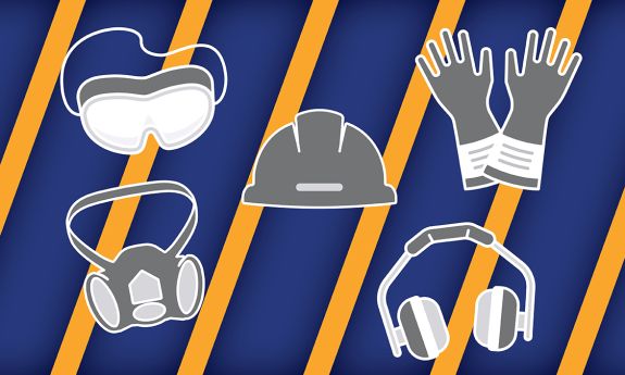 Goggles, mask, hard hat, gloves and ear plugs are a key part of safety.