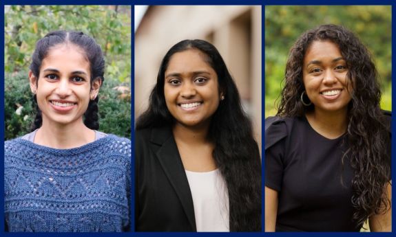 Maya Sheth, class of 2020, Anjali Gupta, class of 2022, and Duke graduating senior Sydney Hunt