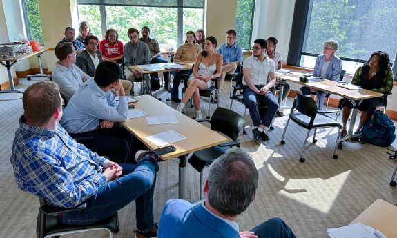 Students joined community members and faculty in discussing gun violence. Photo by Sean Rowe, Duke School of Law