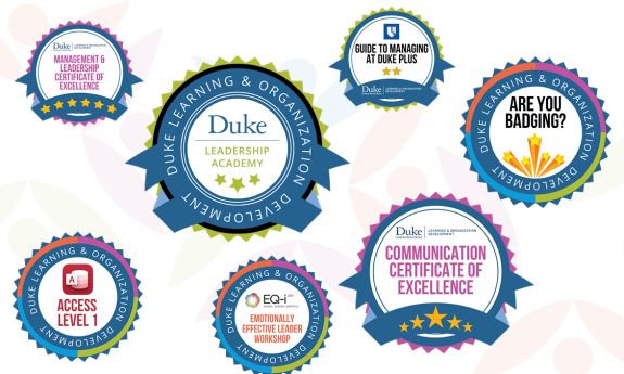 Badges from Learning & Organization Development.
