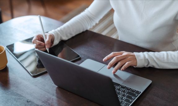 A person working on a laptop