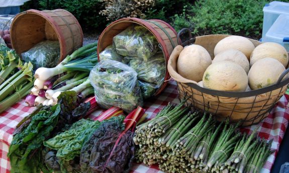 An array of fresh produce available at the Duke Farmers Market