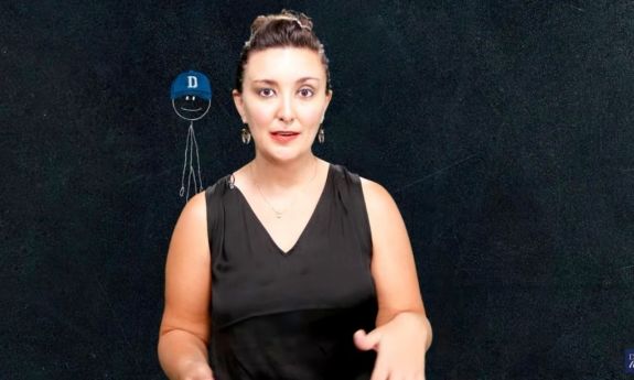 Sarah Gaither, associate professor of psychology and neuroscience, in a video still. 