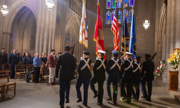Color guard in Duke Chapel.